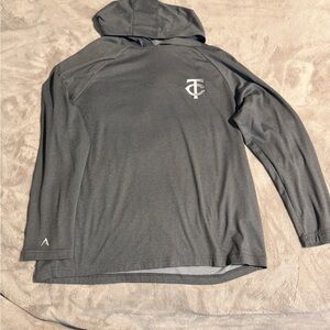 Minnesota Twins Men Gray Hooded Long Sleeve Shirt